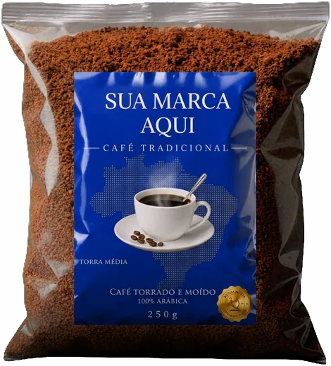 Transparente 500 g · grão e caseiro com Sua marca aqui no lugar do nome