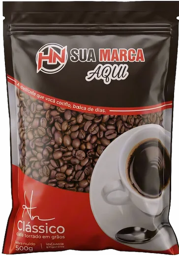Grão torrado · embalagem zipper com Sua marca aqui no lugar do nome