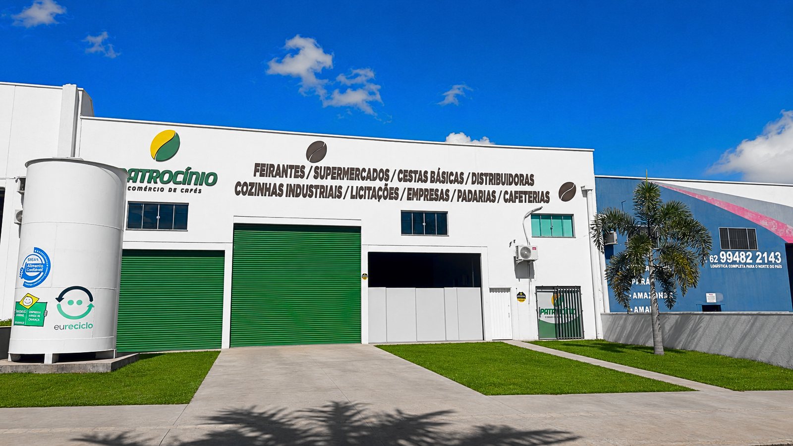 Fachada da indústria da Patrocínio Distribuidora em Goiânia